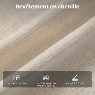 Chaise de Bureau Ergonomique en Chenille, Fonction Bascule, Accoudoirs Relevables, Hauteur Réglable, 70x67x108cm, Beige