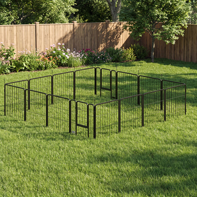 Parc pour chien, parc pour animaux, 16 panneaux, clôture portable pliable, sécurisé, noir