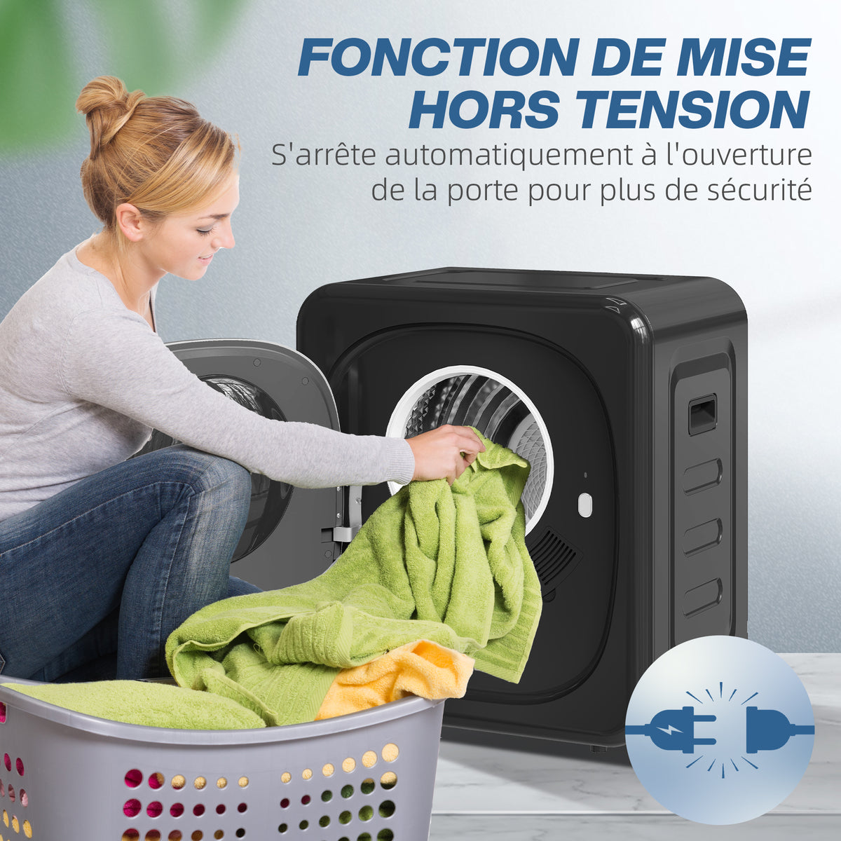 Sèche linge à évacuation électrique 800 W 2,5 Kg avec 5 modes Aosom