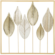 Décoration murale en métal moderne, sculpture murale en métal en forme de feuille, 70 x 70 cm, doré