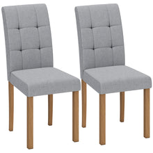 Lot de 2 chaises de salle à manger, chaise de cuisine moderne avec siège rembourré en tissu effet lin, gris clair
