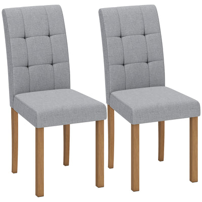 Lot de 2 chaises de salle à manger, chaise de cuisine moderne avec siège rembourré en tissu effet lin, gris clair