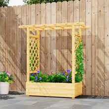 Jardinière surélevée avec treillis latéral et supérieur, bac à fleurs trous de drainage, 110x44x113cm, bois naturel