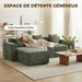 Canapé 3 Places avec Pouf Réversible, Canapé d'Angle Modulable en Chenille 251 cm Moderne, Assise Large, Vert Aosom