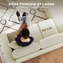 Canapé d'angle réversible 3 places moderne avec coussins inclus, tissu velours côtelé, crème