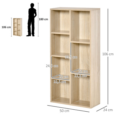 Meuble de rangement Bibliothèque étagère 7 cubes pour intérieur, salon, chambre - 50l x 24P x 106H cm, bois naturel