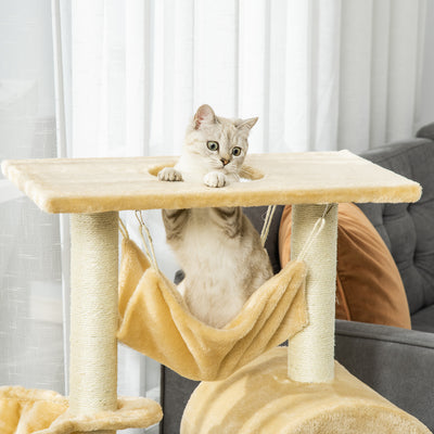Arbre à chat griffoir arbre à grimper stable à plusieurs niveaux centre d'activités hauteur 98 cm beige