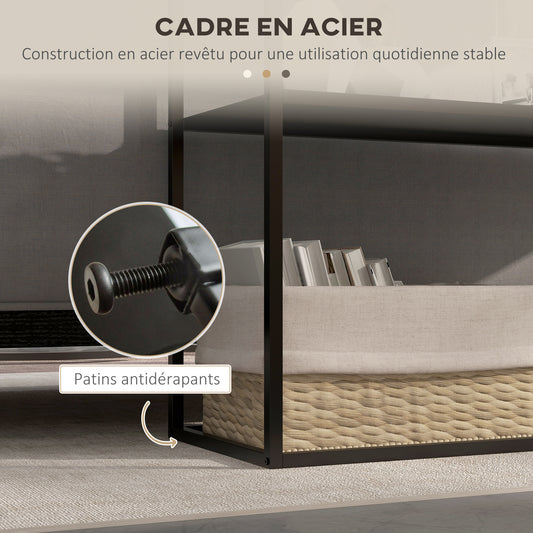 Table console table d'appoint d'entrée minimaliste industrielle 2 étagères 90 x 30 x 75 cm acier noir