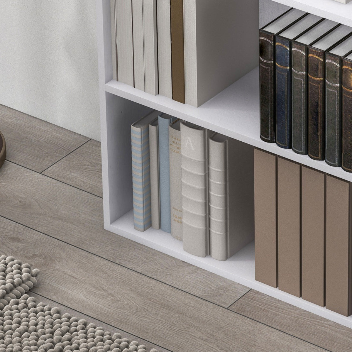 Bibliothèque étagère de rangement avec 2 compartiments et étagère réglable, 60 x 24 x 63 cm, blanc