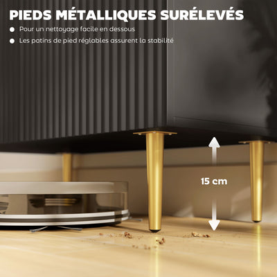 Buffet cuisine meuble de rangement avec 2 portes étagère réglable pieds métalliques surélevés 80 x 40 x 80 cm noir