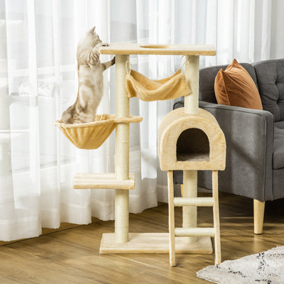 Arbre à chat griffoir arbre à grimper stable à plusieurs niveaux centre d'activités hauteur 98 cm beige