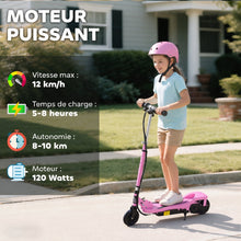 Trottinette électrique pliante pour enfant de 7+ans, 120W Vitesse max 12km/h, 75x36x82-93 cm rose