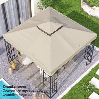 Toile pour tonnelle 3 x 3 m toile de rechange pour tonnelle à 2 niveaux protection UPF30+ trous de drainage crème