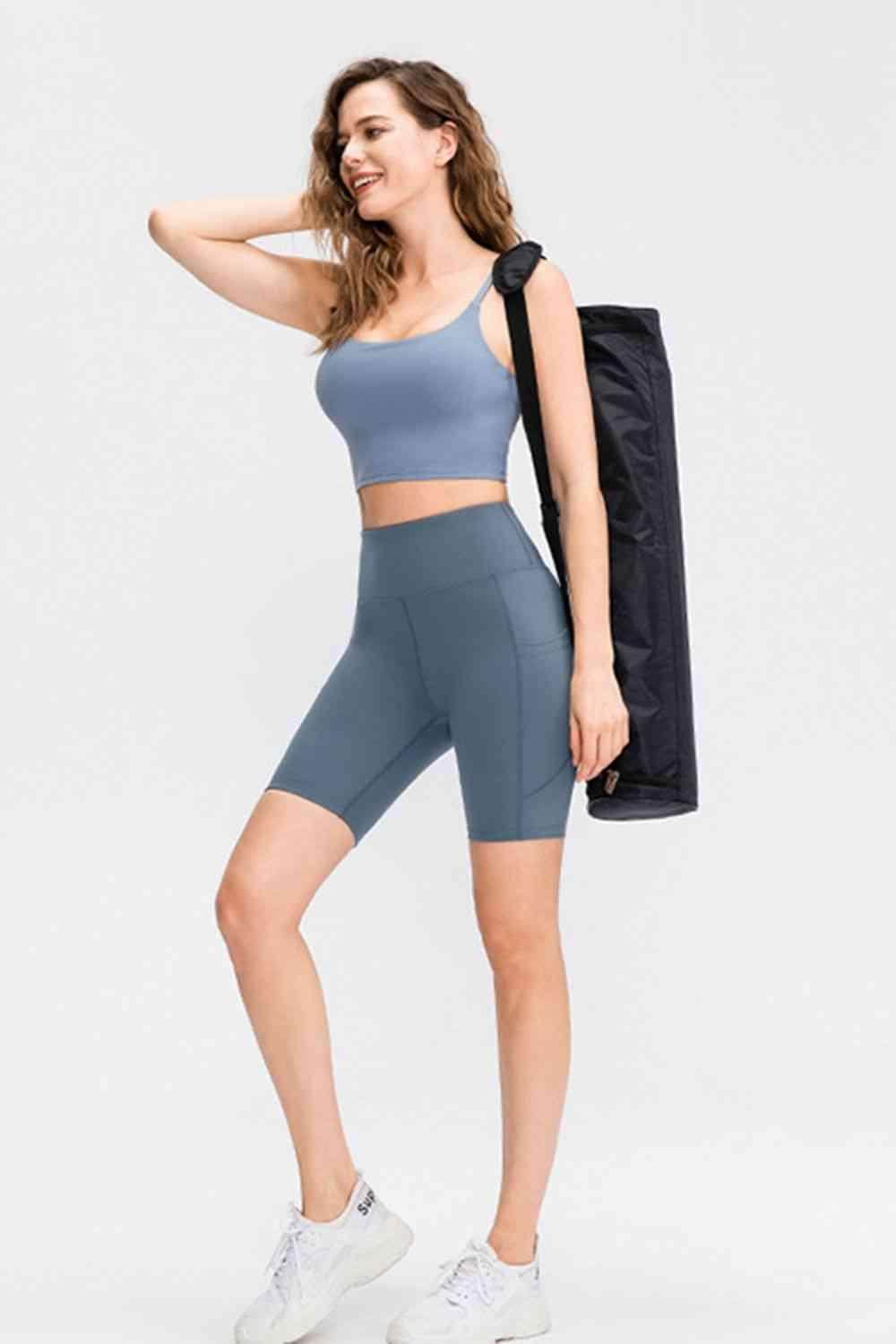 Wide Waistband Sports Shorts with Pockets for Active Wear