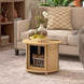 Table basse ronde table de salon en bambou avec rangement caché et porte coulissante, dim. Ø 60 x 45H cm, bois naturel Aosom