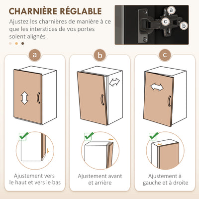 Buffet haut cuisine, armoire de cuisine, 6 portes, 2 tiroirs, plan de travail, étagères réglables, 100x40x180cm, noir
