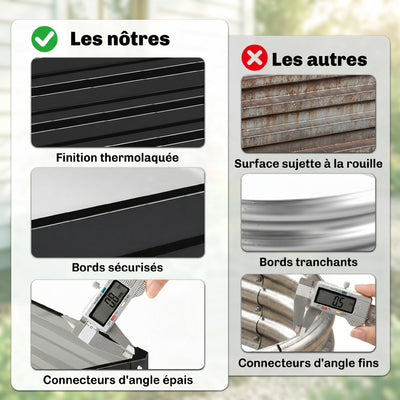 Carré potager de jardin acier galvanisée 120 x 120 x 30 cm gris