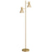 Lampadaire sur pied salon à double tête réglable, lampe sur pied, abat-jour en verre floral, 42 x 25 x 165 cm, doré Aosom