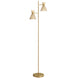 Lampadaire sur pied salon à double tête réglable, lampe sur pied, abat-jour en verre floral, 42 x 25 x 165 cm, doré Aosom
