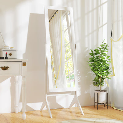Miroir en Pied Grand Miroir de Sol Inclinaison réglable pour Dressing Chambre dim. 47L x 46l x 148H cm en blanc