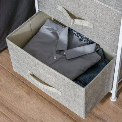 Meuble de rangement chiffonnier moderne 3 tiroirs en tissu, cadre en acier et MDF, 45 x 30 x 71 cm, gris