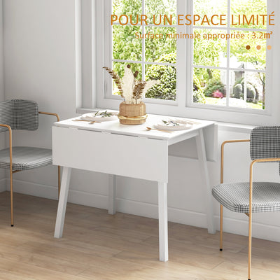 Table de cuisine pliable table à manger pliante avec plateau rabattable en bois pour 2 à 4 personnes blanc
