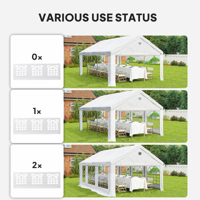 Tente de Réception Barnum Structure Acier Galvanisé Barres de Renfort 4 Parois Latérales Fenêtres UPF 30+ 4x6m Blanc