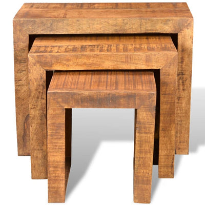 NNEVL Nesting Table Set 3 Pieces Solid Mango Wood