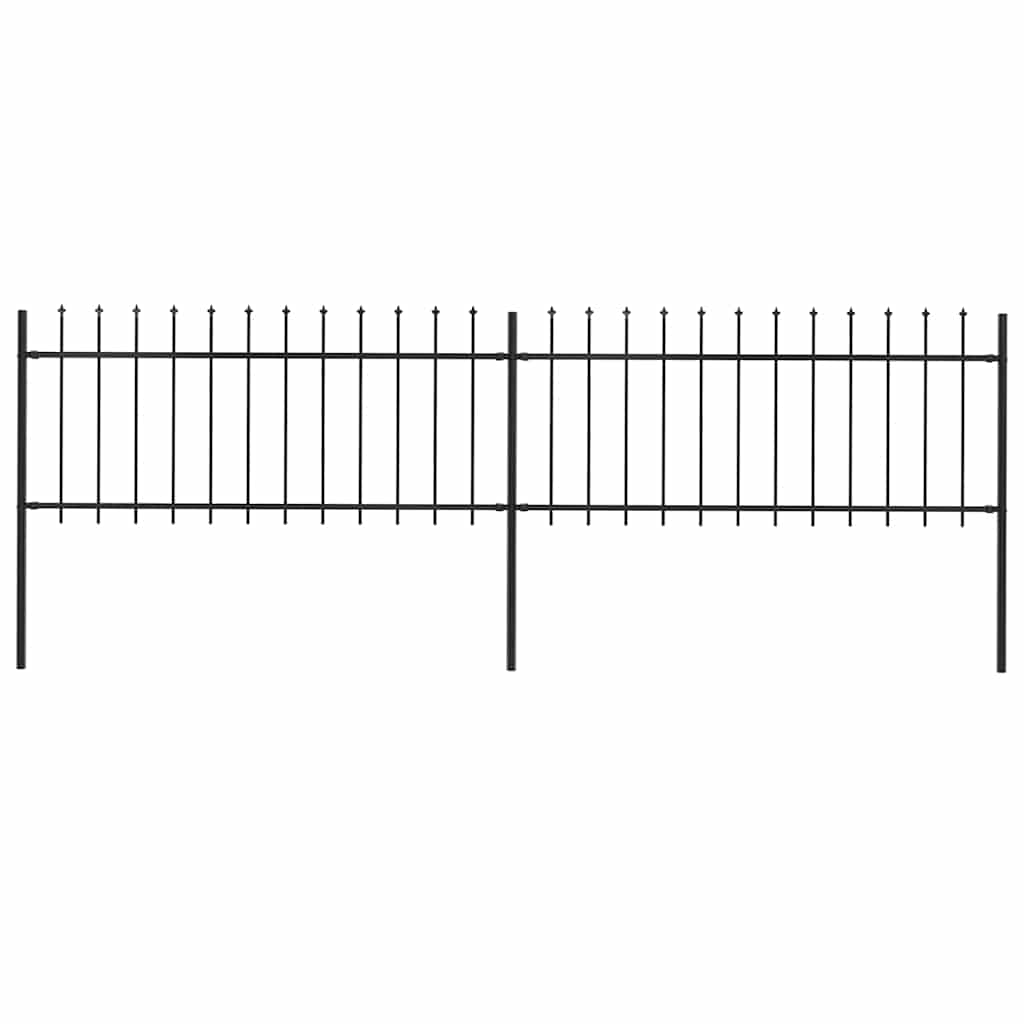 Vidaxl garden fence with spear top steel 359x80 cm black