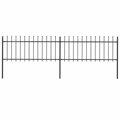Vidaxl garden fence with spear top steel 359x80 cm black