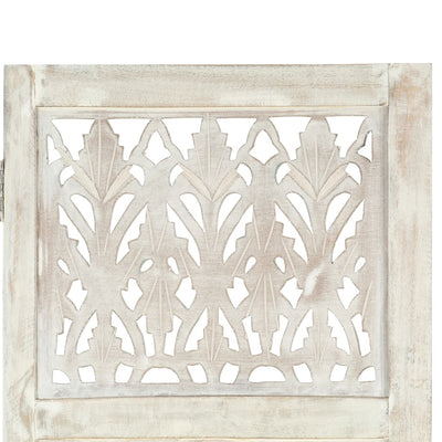 NNEVL Hand carved 5-Panel Room Divider White 200x165 cm Solid Mango Wood