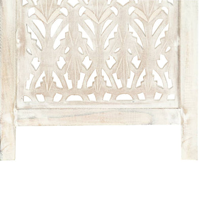 NNEVL Hand carved 5-Panel Room Divider White 200x165 cm Solid Mango Wood