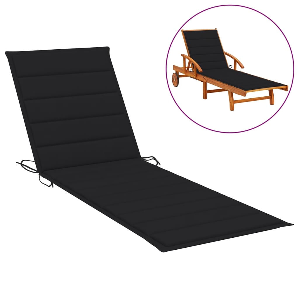 NNEVL Sun Lounger Cushion Black 200x70x3 cm Fabric