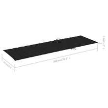 NNEVL Sun Lounger Cushion Black 200x70x3 cm Fabric