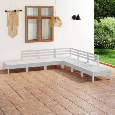 NNEVL 7 Piece Garden Lounge Set Solid Pinewood White