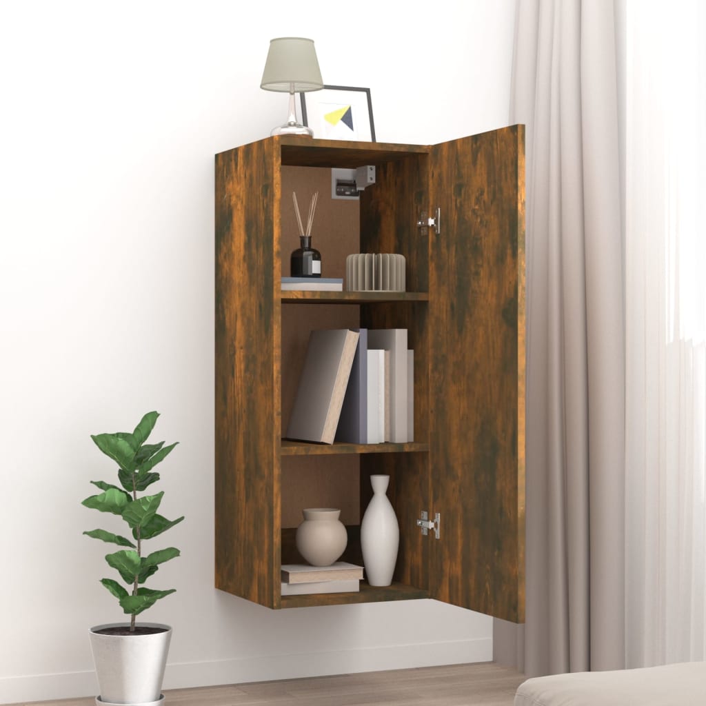 NNEVL Hanging Wall Cabinet Smoked Oak 34.5x34x90 cm Engineered Wood