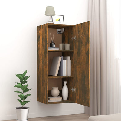 NNEVL Hanging Wall Cabinet Smoked Oak 34.5x34x90 cm Engineered Wood