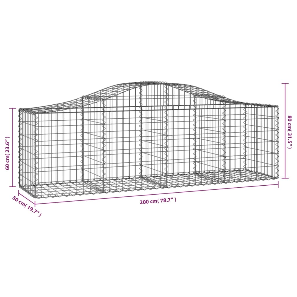 NNEVL Arched Gabion Basket 200x50x60/80 cm Galvanised Iron