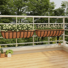 Vidaxl wall planters 2 pcs with coconut fiber 91x20x23 cm steel black