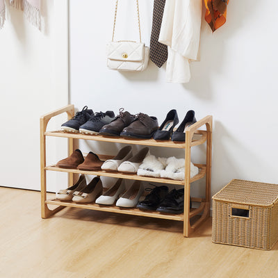 Étagère à chaussures à 3 niveaux porte-chaussures en bambou 9 paires de chaussures 76 x 33 x 51 cm naturel