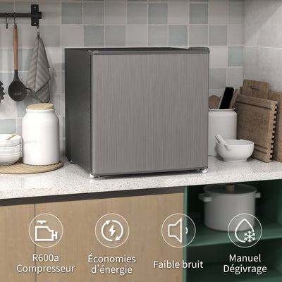 Mini congélateur Température Réglable de -14 à -24°C Compact 35L - Porte réversible Classe E - 47x44,2x48,8cm - Gris