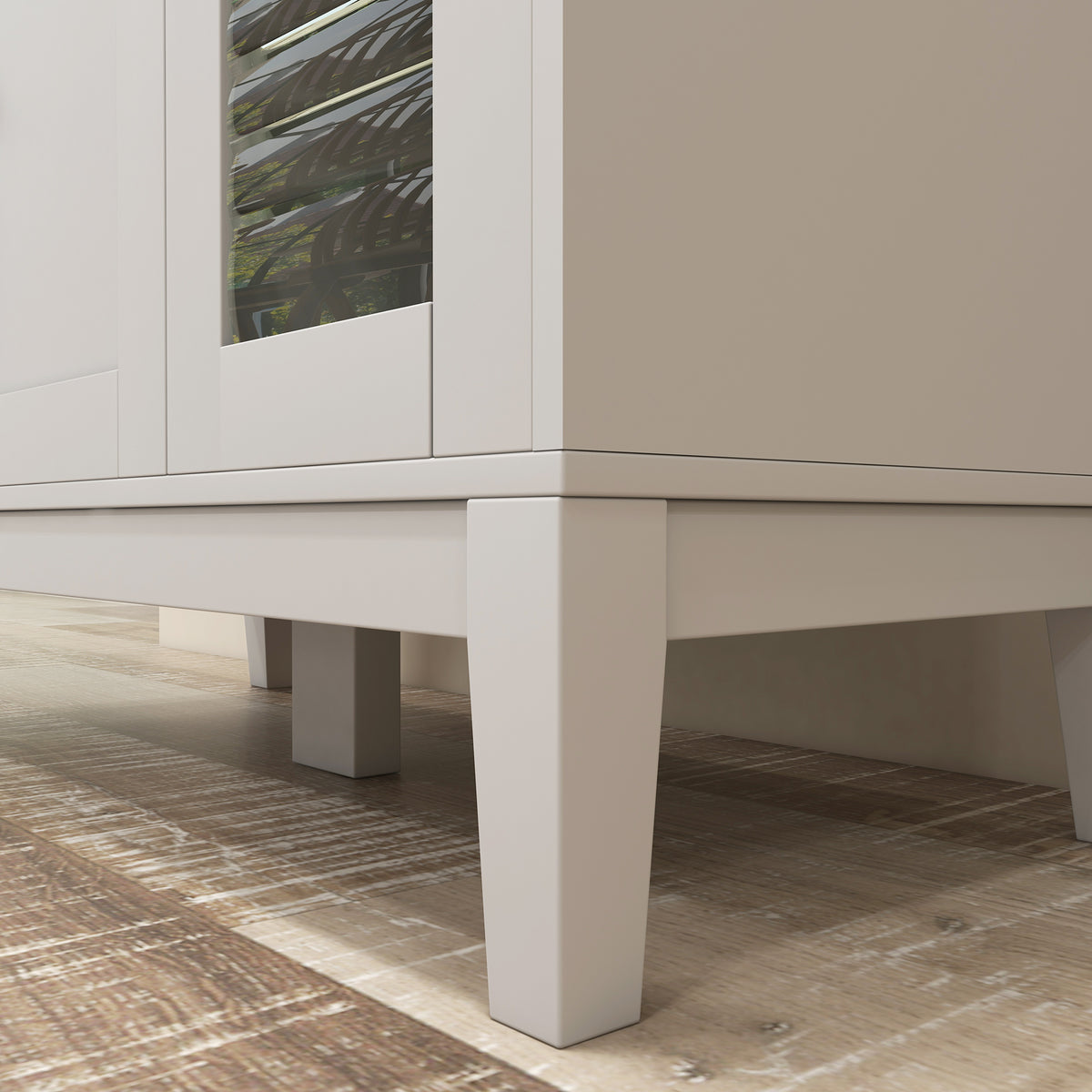Meuble armoire micro-ondes pour cuisine avec 1 niche, 3 portes passe-câbles 80 x 35 x 97 cm blanc et aspect bois Aosom