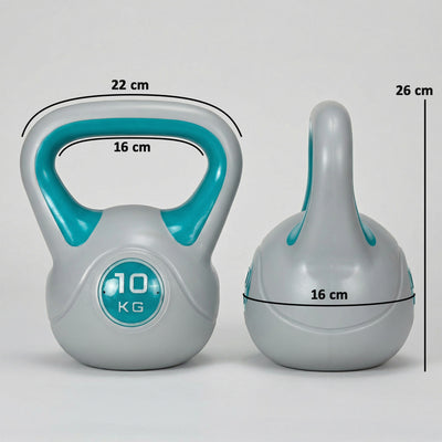 Kettlebell 10 kg, haltère avec poignée ergonomique, haltère à boule, musculation, entraînement, 22 x 16 x 26 cm, bleu