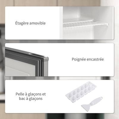 Mini congélateur Température Réglable de -14 à -24°C Compact 35L - Porte réversible Classe E - 47x44,2x48,8cm - Gris