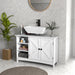 Meuble sous vasque lavabo salle de bain style classique placard 2 portes étagères réglables 90 x 30 x 60 cm blanc Aosom