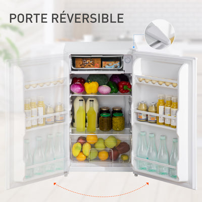 Réfrigérateur congélateur petit réfrigérateur 91 L étagères modulables design sous-comptoir 47,5 x 44,2 x 84 cm blanc