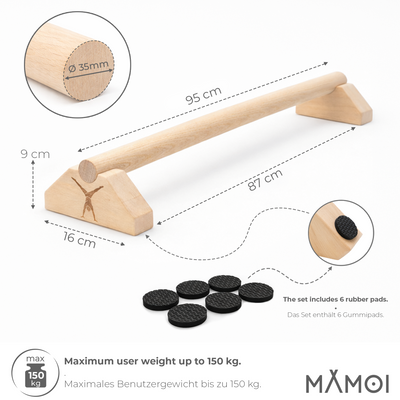 MAMOI® Parallettes for exercise, calisthenics, push up bars, fitness, training bars, stable non slip, exercise equipment for home and gym, strength training, gymnastic bars