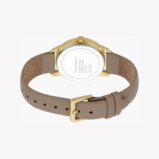 Esprit Women's Beige Leather Watch, Silver Dial | Es1l063m0015
