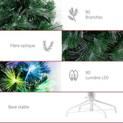 Sapin de Noël Artificiel Arbre de Noël Lumineux 120cm en Fibre Optique Deco Noël lumière à Variation de Couleurs 130 LED Vert