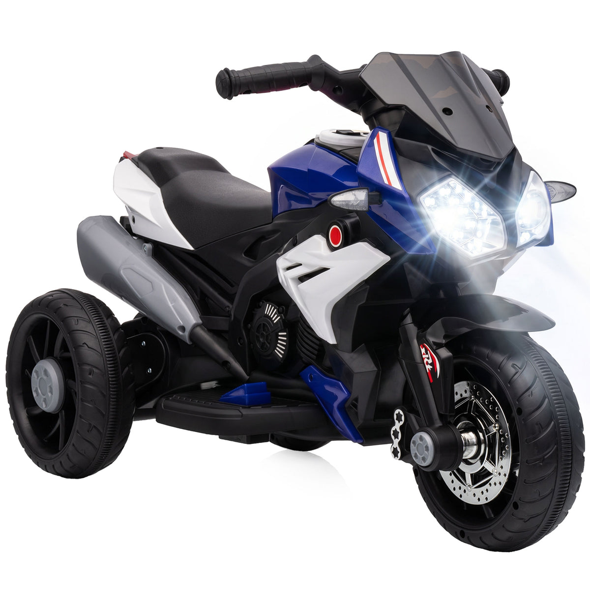 Moto électrique enfants 3 roues 6 V, voiture électrique enfants 3 à 5 ans, effets lumineux et sonores, 86x42x52cm, bleu
